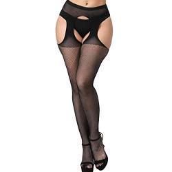 WLLHYF Damen Hohe Taille Netzstrumpfhose Strumpfhose Oberschenkelhohe Strümpfe Strapse Strumpfhose Strumpf Schwarz, Schwarz, Einheitsgröße von WLLHYF