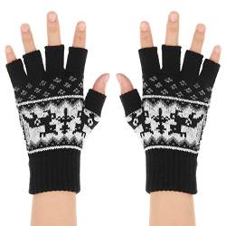 WLLHYF Fingerlose Winterhandschuhe Warme Halbfinger Touchscreen Handschuhe Arbeit Thermo Handschuhe Winddicht Dehnbar Gestrickt Flauschige Fäustlinge für Outdoor Sportarten Laufen Fahren Damen Herren von WLLHYF