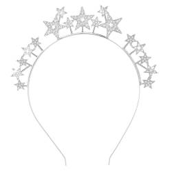 WLLHYF Halo Krone Sterne Göttin Krone Halo Stirnband Gold StrassTiaras Boho Braut Hochzeit Kopfschmuck Cosplay Party Haarschmuck für Frauen Mädchen (Silber) von WLLHYF