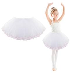 WLLHYF Mädchen-Tutu-Rock, 4 Schichten Tüll-Tutu-Röcke Elastische Flauschige Ballett-Tanzröcke für Kinder, Weihnachtsfeier(Rosa) von WLLHYF