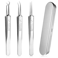 WLLHYF Mitesserentferner Komedonenquetscher Set, 3 Stück Blackhead Remover aus Edelstahl, Pickel Ausdrücken Werkzeug für Nasen-Gesichtspflege von WLLHYF