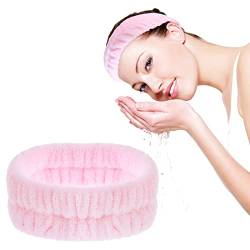 WLLHYF Spa Gesichts-Stirnband, Makeup-Stirnbänder Frottee-Haarband zum Waschen Gesicht Yoga Sport Dusche Hautpflege Elastisches Stirnband Wrap für Mädchen und Frauen (Rosa) von WLLHYF