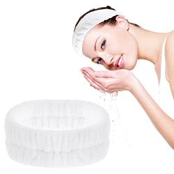 WLLHYF Spa Gesichts-Stirnband, Makeup-Stirnbänder Frottee-Haarband zum Waschen Gesicht Yoga Sport Dusche Hautpflege Elastisches Stirnband Wrap für Mädchen und Frauen (Weiß) von WLLHYF