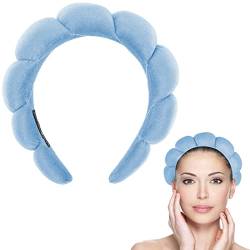 WLLHYF Spa Stirnband Schwamm Frottee Stoff Stirnband Puffy Fashion Haarband Dick Gepolsterte Haarreifen Rutschfester Haarschmuck für Frauen Mädchen Waschen Gesicht Hautpflege Make-up (Blau) von WLLHYF