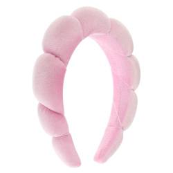 WLLHYF Spa Stirnband Schwamm Frottee Stoff Stirnband Puffy Fashion Haarband Dick Gepolsterte Haarreifen Rutschfester Haarschmuck für Frauen Mädchen Waschen Gesicht Hautpflege Make-up (Rosa) von WLLHYF