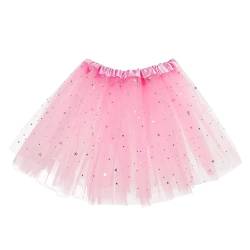 WLLHYF Tutu-Rock, 3-lagig Tüll Pailletten Stern Ballett Tanzröcke Prinzessin Party Kostüm Tutu Festliches Party-Kostüm für Mädchen, Damen, Kleinkind, Weihnachten, Geburtstag(Stern Rosa,30cm) von WLLHYF