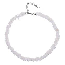 WLONLINE Choker Halskette Damen Muschel Weiß Muschel Choker Halskette mit Verlängerungskette für Mädchen Männer Frauen Jungen Verstellbare Halskette mit Hawaiian Indian Rose, Gebrochene Muschel, von WLONLINE