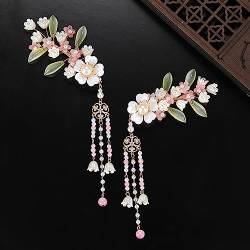 Haarschmuck 2 stücke Chinesische Tassek Haar Clips for Frauen Blume Perle Haarnadel Vintage Hanfu Dekor Barrettes Retro Hochzeit Kopfschmuck Haar schmuck Kopfschmuck für Braut von WLTYSM