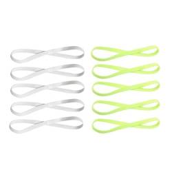 Stirnband Damen 5Pcs Candy Farbe Frauen Männer Yoga Haar Bands Sport Stirnband Mädchen Sport Anti-slip Elastische Gummi Schweißband Fußball laufen (Color : 5 White-5 Green) von WLTYSM