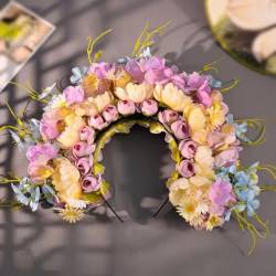 Prinzessinnen-Haarschmuck, Künstlicher Blumen-Kopfschmuck, Handgefertigtes Blumen-Stirnband For Frauen, Braut-Haarranke, Geeignet For Partys/Hochzeiten (Color : B) von WLYEZAU