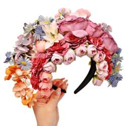 Stirnband For Frauen, Halloween-Kranz, Künstliche Blumen, Böhmische Blumenkrone, Prinzessin-Feen-Haarschmuck, Braut-Haarranke, Geeignet For Party/Hochzeit/Halloween (Color : Purple2) von WLYEZAU