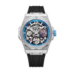 Welly Merck Herrenuhr Luxus Automatik Mechanische Uhr Leuchtende Uhr Wasserdicht Saphir Uhr Planet Serie-Mercury, Blau von WM Welly Merck