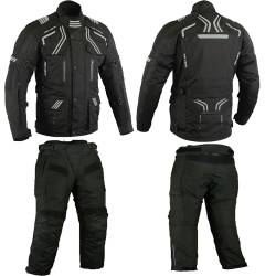 Winter Textilkombi,Motorradkombi Textilhose Textiljacke, Biker Wasserdicht Kombi (Black, L) von WMW WALI MOTO WEAR