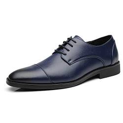 Business Herren Anzugschuhe Lederschuhe Schnürhalbschuhe Oxford Schuhe Smoking Hochzeit Derby Leder Brogue 37-48,Blau,40 von WMZQW