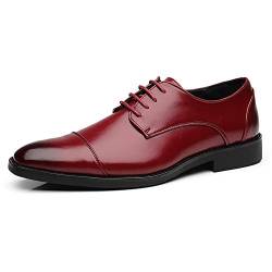 Business Herren Anzugschuhe Lederschuhe Schnürhalbschuhe Oxford Schuhe Smoking Hochzeit Derby Leder Brogue 37-48,Rot,46 von WMZQW