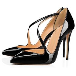 Damen High Heel Spitz Geschlossene Zehe Bequeme Stilettos Party Büroarbeit Schuhe Pumps Abendschuhe,Schwarz,45 von WMZQW