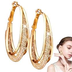 Ovale Creolen für Damen, leichte und elegante Big Hoop-Ohrringe, Chunky Hoop Ohrringe für Frauen, Chunky Hoop Ohrringe Wobblo, 1, 1 Stück von WOBBLO