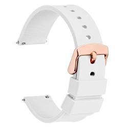 WOCCI 19mm Silikon Uhrenarmband mit Rosegold Schnalle, Schnellverschluss Armband (Weiß) von WOCCI