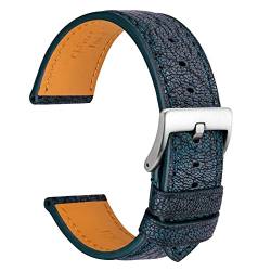 WOCCI 20mm Chevre Uhrenarmband für Herren, Französisches Ziegenleder Armband, Silber Gebürstete Schließe (Royal Blau) von WOCCI