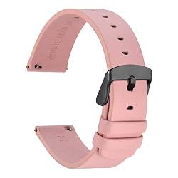 WOCCI 20mm Dünne Flache Leder Uhrenarmband für Smartwatch mit Schwarze Schnalle (Hellrosa) von WOCCI