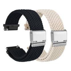 WOCCI 20mm Gewebtes Nylon Uhrenarmbänder für Damen und Herren, 2 Stück Ersatzarmbänder (Schwarz+Sternenlicht) von WOCCI