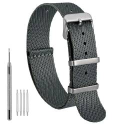 WOCCI 20mm Militär Nylon Uhrenarmband, Einteiliges Ballistisches Nylon Armband für Damen und Herren, Silberne Schnalle (Smog) von WOCCI