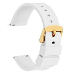 WOCCI 20mm Silikon Uhrenarmband mit Gold Schnalle, Schnellverschluss Armband (Weiß) von WOCCI