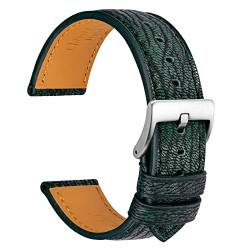 WOCCI 22mm Chevre Uhrenarmband für Herren, Französisches Ziegenleder Armband, Silber Gebürstete Schließe (Kaiserliches Grün) von WOCCI