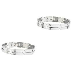 WOFASHPURET 2 Stk Herren Edelstahlarmband Herren Silberarmbänder Edelstahlarmbänder Für Herren Armreif Aus Edelstahl Herren Handgelenkketten Silikonarmbänder Für Männer Angekettet Mann Schmuck von WOFASHPURET