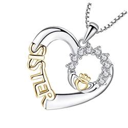 WOFASHPURET 2 Stk Liebe Schwester Halskette Diamant-halsketten Kristallanhänger Halsband Für Damen Strass-liebeskette Herzanhänger Liebe Herz Halskette Frau Halsanhänger von WOFASHPURET