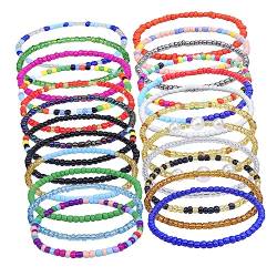 WOFASHPURET 24st Fußkettchen Aus Glasperlen Perlen-fußkettchen Freundschaftsarmbänder Für Frauen Edelstein Bunte Armbänder Strandarmbänder Gewebte Armband Fräulein Europäisch Und Amerikanisch von WOFASHPURET