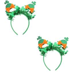 WOFASHPURET 2st Kleeblatt Schleife Stirnband Topper Haarband Haargummi Zylinder Haarschmuck Kleeblatt-stirnband Schleife-stirnband Glitzer-stirnband Top-hat-stirnband Damen Irland Krawatte von WOFASHPURET