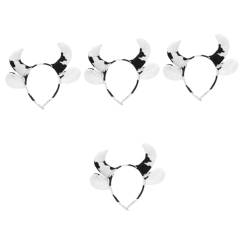 WOFASHPURET 4 Stück Kuh-Stirnband tierohren haarreif tier ohren haarreif Kuh-Kostüm-Stirnband Stirnband mit Kuhhörnern Outfits süße Accessoires Cosplay-Stirnbänder für Frauen Ohren-Stirnband von WOFASHPURET