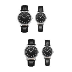WOFASHPURET 4 Stück Paar beobachten Uhren mit Lederarmband Lederuhr für Herren Hypoallergenic Geschenke für den Jahrestag Herrenuhr Damenuhren Liebhaber Armbanduhr kreative Gürteluhr beiläufig von WOFASHPURET