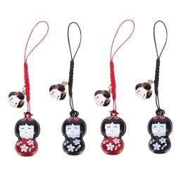 WOFASHPURET 4 Stück Puppenglocken Im Japanischen Stil Schlüsselbund Schlüsselanhänger Kimono-puppendekor Hängende Kimonopuppe Schicke Kimonopuppe Hängendes Dekor Seidig Benutzerbild Tasche von WOFASHPURET