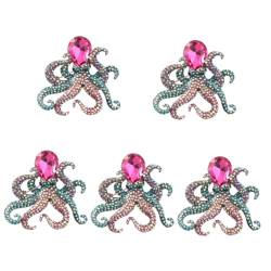 WOFASHPURET 5St Lustige Oktopus-Brosche graceling dirndl elegant Oktopus-Pin-Brosche Kristall-Tiere-Brosche Strassstifte Hutnadeln Frauen Mantel Brosche Frauen Oktopus Brosche Strasssteine von WOFASHPURET