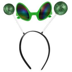 WOFASHPURET 6 Stück Roboterdekorationen Cosplay The Dish Untertasse Mann Brille Halloween Space Silber Alien Stirnband Haarspange Pailletten Anzug Mann Kinderkleidung Kopfbedeckung von WOFASHPURET