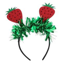 WOFASHPURET Erdbeer Stirnband Tiki Aloha Haarband zum Schminken und Waschen des Gesichts cute hair accessories fasching haarreif Früchte Stirnbänder schöne Kopfbedeckung Obst Erdbeere leiner von WOFASHPURET