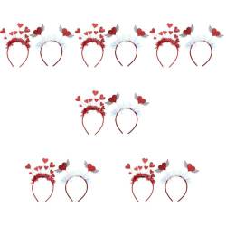 WOFASHPURET Glitzer-herz-haarband, Valentinstag-stirnband, Herz Stirnband, Rot Herz Kopf Bopper Haar Accessoires für Urlaub Hochzeit Geburtstag Party 6 Sets von WOFASHPURET