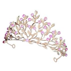 WOFASHPURET Krone Eleganter Brautkopfschmuck Hochzeits-tiara Braut Stirnband Braut Kopfschmuck Haarschmuck Für Die Hochzeit Hochzeitskopfschmuck Für Die Braut Strass Luxuriös Rosa Zubehör von WOFASHPURET