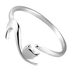 WOFASHPURET Tierring Damenring Verstellbar Offen Schöner Verstellbarer Ring Für Damen Ring Ästhetischer Ring Verstellbare Katze Verstellbarer Ring Katze Offener Ring Modischer von WOFASHPURET