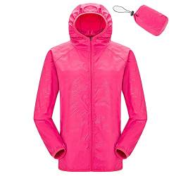 WOGQX Wasserdichte Fahrradjacke für Damen und Herren, Atmungsaktiver Packbare Laufjacke, Radfahren Jacke Kapuze Regenmantel Outdoor Sport Windjacke,Rot,XL von WOGQX