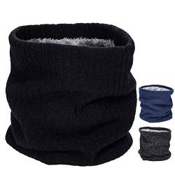 WOGREZ Schal Herren Winter Schlauchschal Warme Gesichtsmaske Loop Schal Strickschal mit Verdickte Fleecefutter Unisex Nackenwärmer Outdoor Motorrad Fahrrad zum Sport Ski Winddichte Herren Damen Schal von WOGREZ