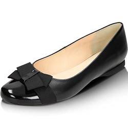 WOJAS - Damen Ballerinas/Flache Sohle/Klassische und Elengant/Leder Schue/Modische Balerinaschuhe - 44009-71, Schwarz, Größe 41 von WOJAS