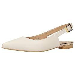 WOJAS - Damen Ballerinas mit Niedriger Absatz, Spitzer Schuhkappe, Offene Ferse, Glattleder, Lederfutter, Elegant und Bequem, 44023-54 - Beige, Gr. 38 von WOJAS