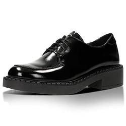 WOJAS - Damen Brogues I Geschnürt I Lackleder mit glatter Oberfläche I Traditioneller Schnitt I Lässiger Stil I Sohlenhöhe 2,5 cm - 4,5 cm I 46187-31 - Schwarz, Gr.41 von WOJAS