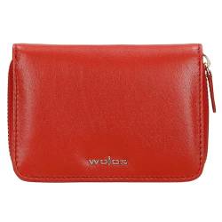 WOJAS - Damen Geldbörse, Portemonnaie aus Glattleder, Dekorative Logo auf der Deckelklappe, mit Reißverschlüsse und Druckknöpfe, Schlichte Eleganz, 91071-55 - Rot von WOJAS