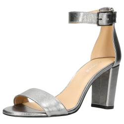 WOJAS - Damen Sandalen I mit Absatz I Glattleder I Weiches Innenfutter I Elegant und Stylisch I 76028-50 - Silber, Gr. 40 von WOJAS