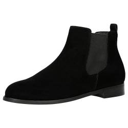 WOJAS - Damen stiefeletten, aus Kuschelweichem Spaltvelours, Damenstiefeletten mit Dekorative Detail an der Schlaufe, Das Futter, das einen Hohen Wärmekomfort, 55244-61 - Schwarz, Gr. 38 von WOJAS