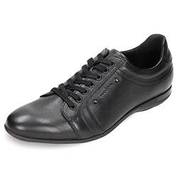 WOJAS Herren Halbschuhe – Schuhe Sneaker Herrenschuhe Leder Glattleder Turnschuhe Herrenhalbschuhe – schwarz, 7004-51, Gr. 43 von WOJAS